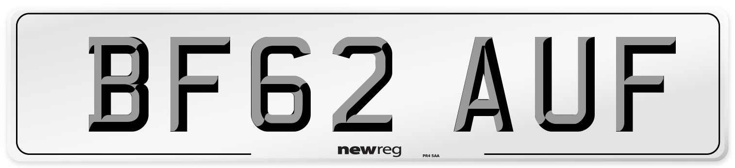 BF62 AUF Number Plate from New Reg